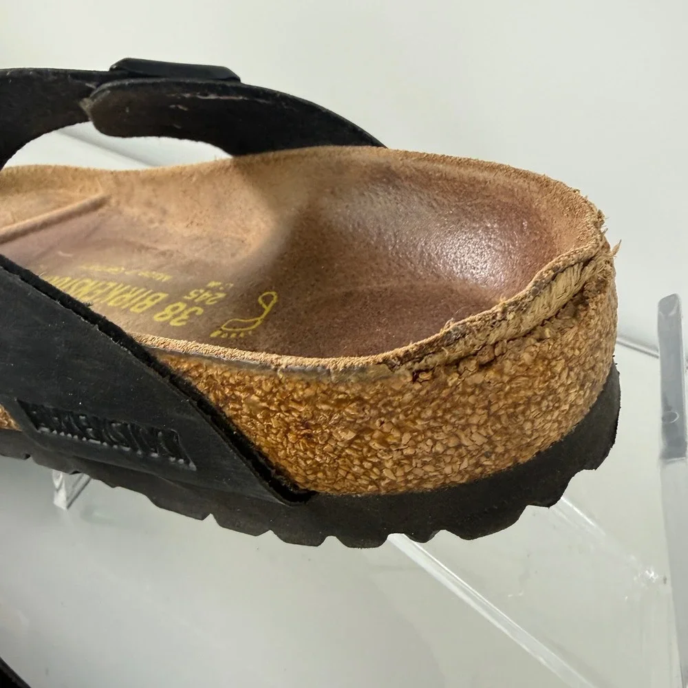 Birkenstock Gizeh Sandals Women 38 Black Birko-Flor Thong Buckle 12146